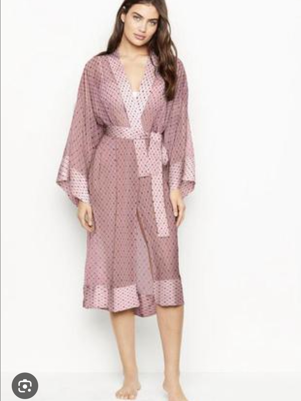Victoria's Secret Sheer Kimono Robe Satin Trim, M/L